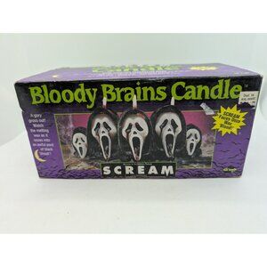 Vtg Rare Candle New 1997 Scream Movie 'Bloody Brains' Iconic w/box ghost face